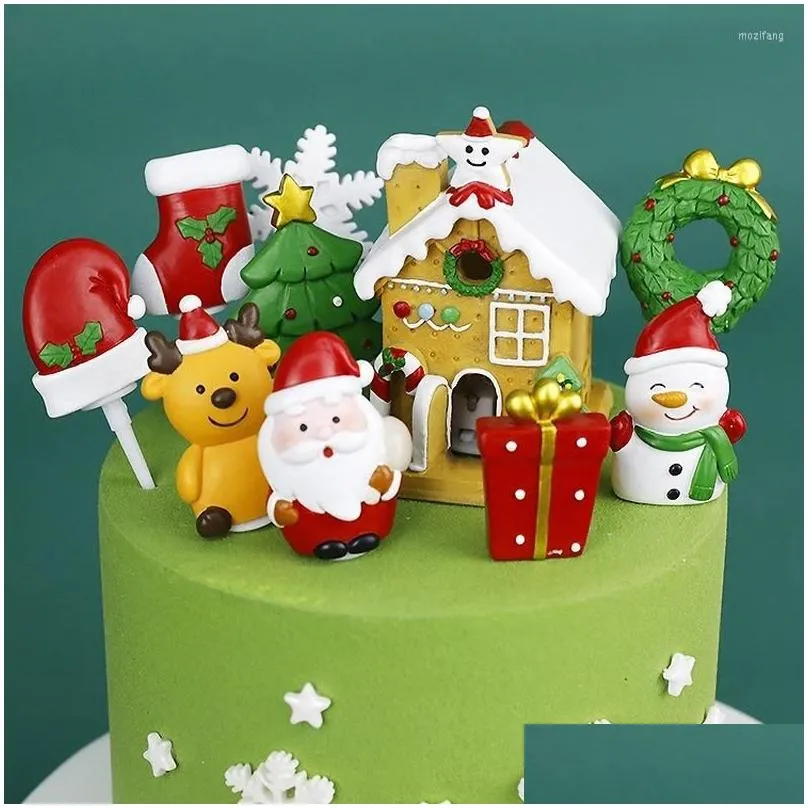 christmas decorations resin santa claus cupcake topper merry for party cake xmas home year 2022