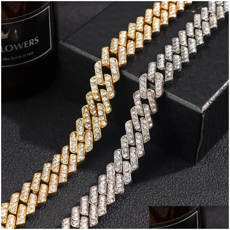 chains bling crystal cuban link chain choker necklaces for women men iced out hip hop rapper paved rhinestones necklace punk