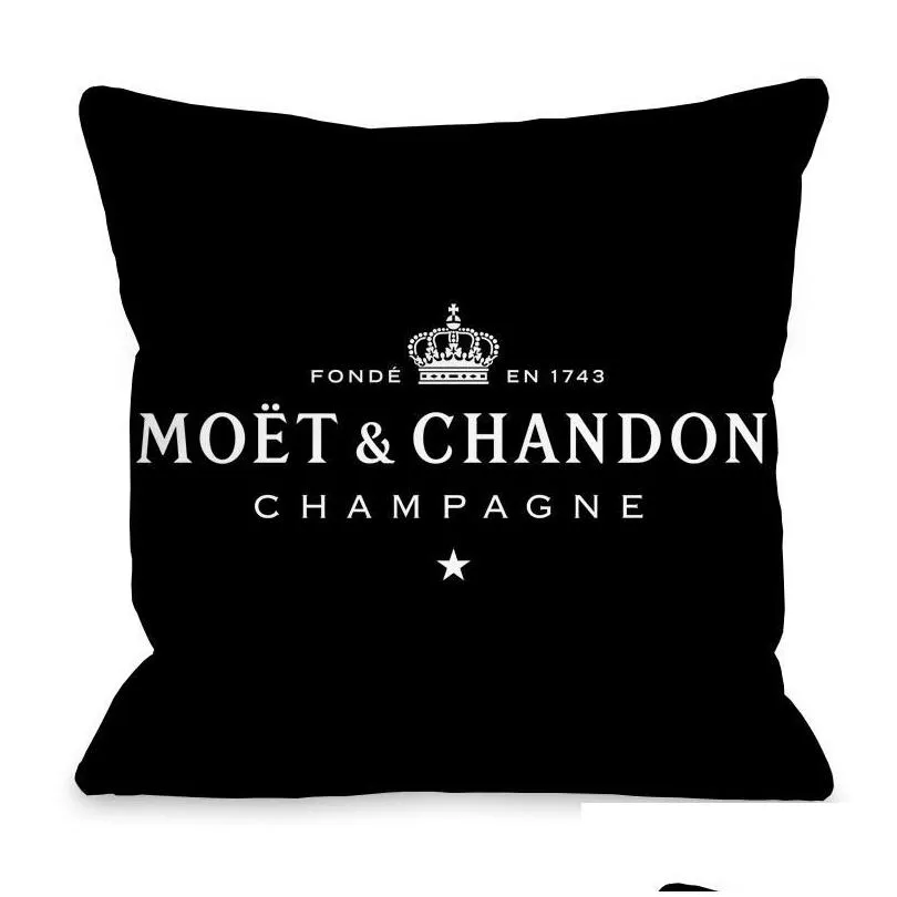 cushion/decorative pillow black velvet print moet cushion cover cotton made pillowcase soft case high quality printing