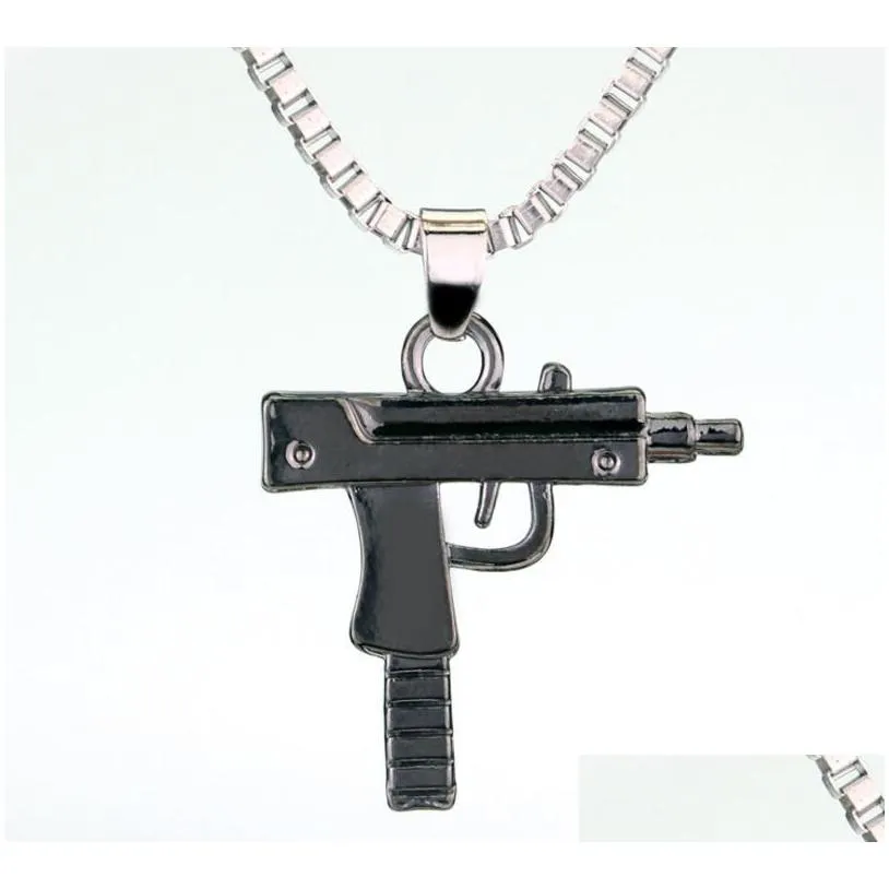 new uzi gold chain gothic hip hop machine gun necklace pendant men women fashion brand pistol shape long necklace jewelry gifts punk gift