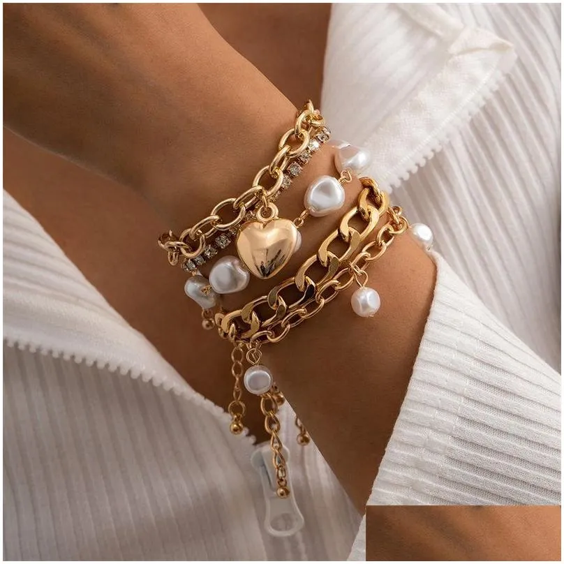 bangle bracelet designed jewerly shaped imitation pearl retro baroque bracelet woman
