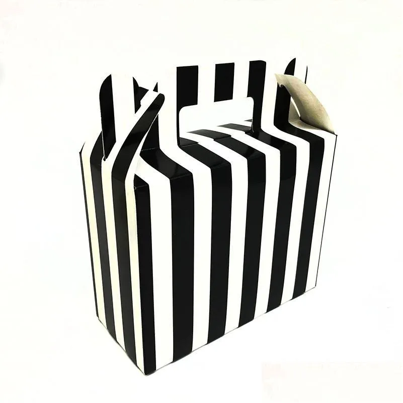 12pcs/pack black stripes theme candy boxes gifts boxes baby shower birthday party decorations black stripes candy case