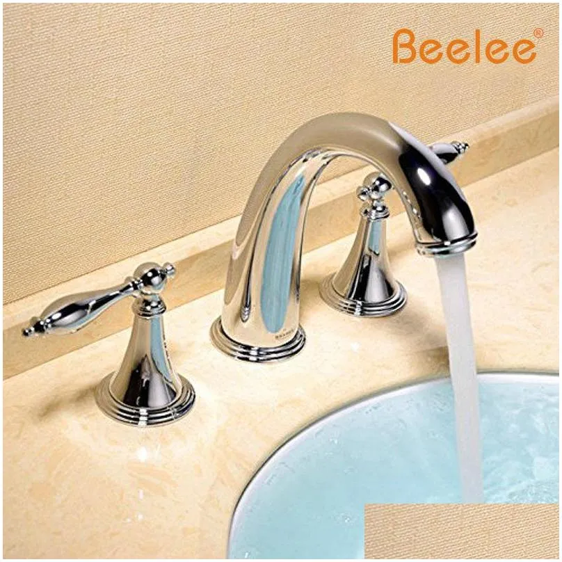 bl3005 deck mounted three holes double handles widespread bathroom sink faucet tub faucet metal lever handles