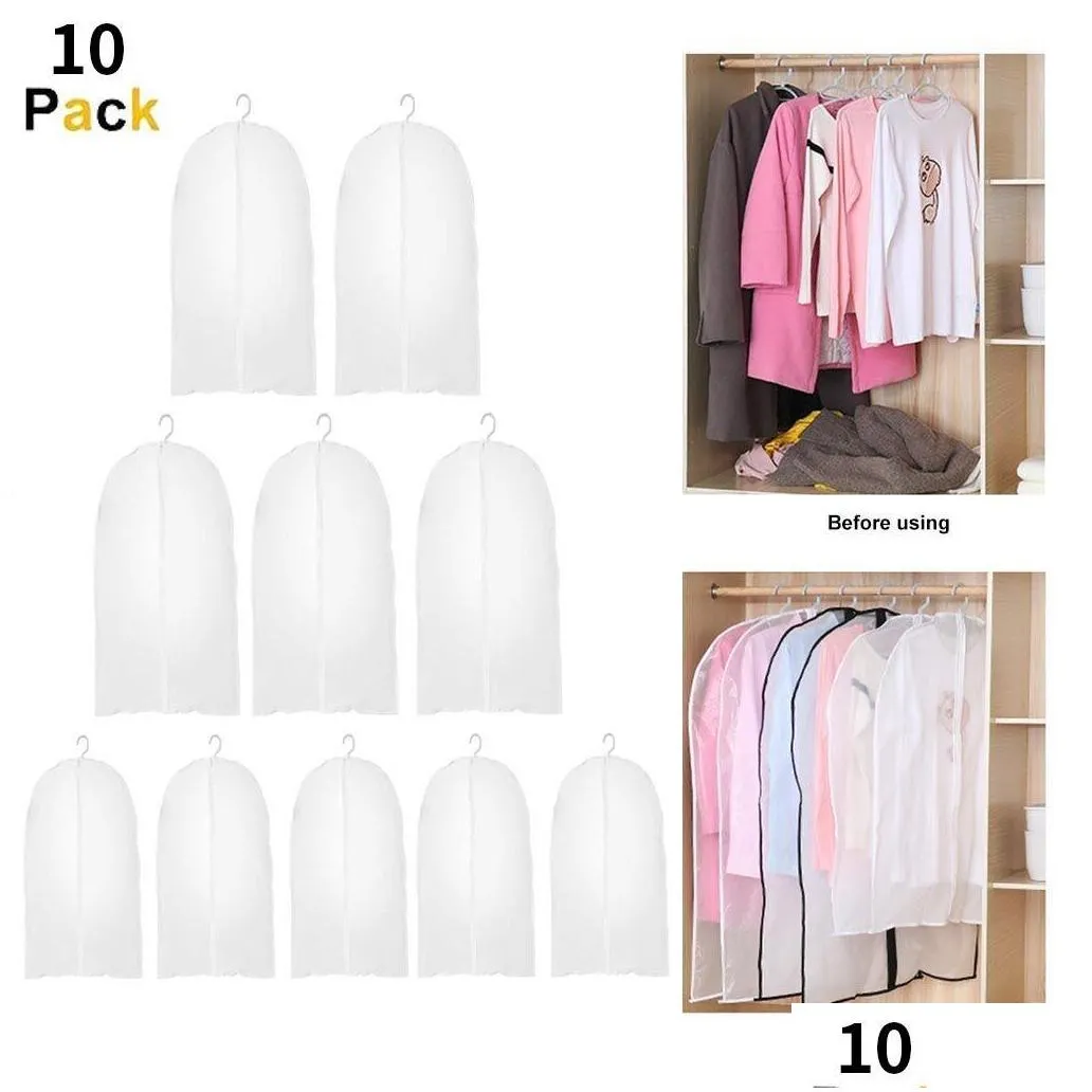 10pcs garment clothes coat dustproof cover suit dress jacket protector travel storage bag thicken clothing dust cover dropship