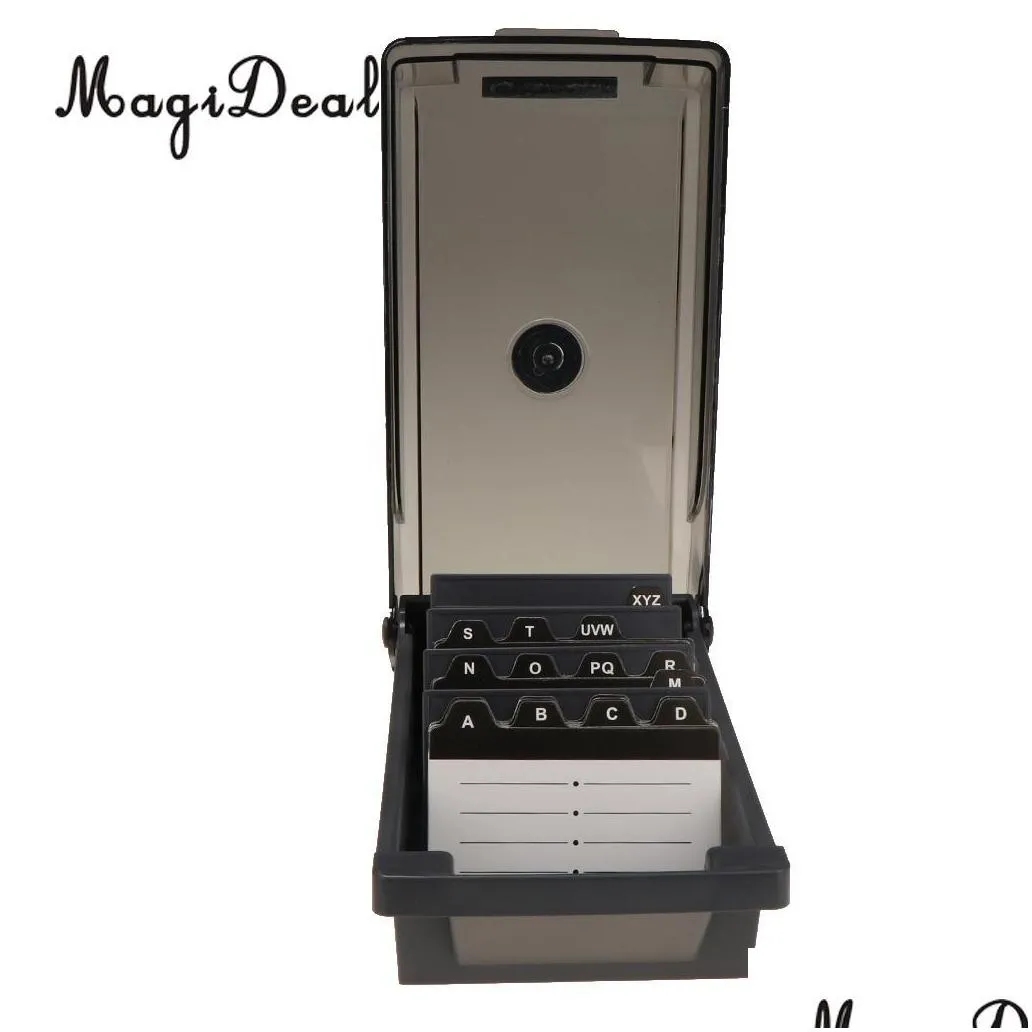 large capacity business card holder box business card file storage box organizer index storage 4 divider board