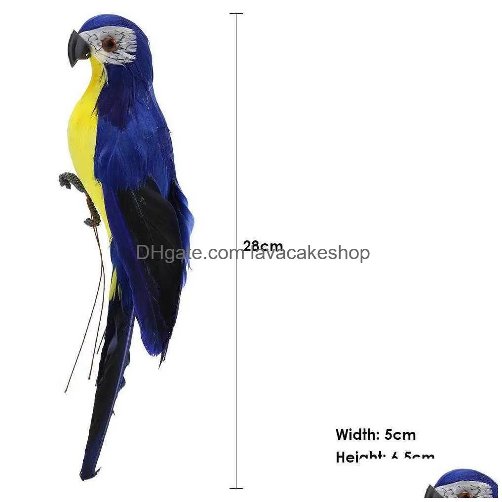 28cm handmade simulation parrot creative feather lawn figurine ornament animal bird garden bird prop decoration miniature y0914