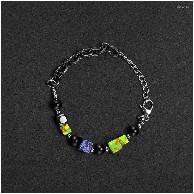 charm bracelets megin d stainless steel titanium cube beads ins bangle chains bracelet for men women couple friends gift fashion