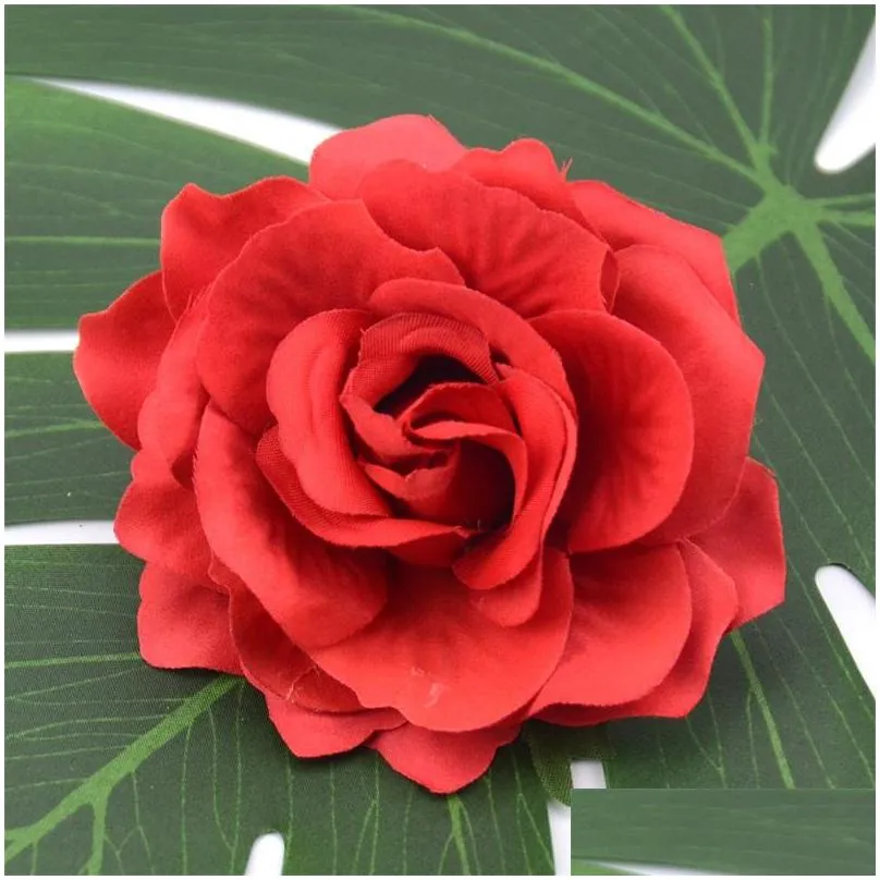 100pcs artificial deep red rose silk flower heads for wedding decoration diy wreath gift box scrapbooking craft fake flowers1