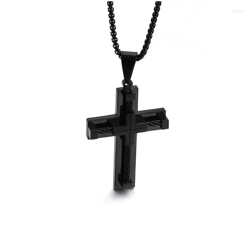 pendant necklaces titanium steel ornaments cross stainless men s factory direct four colors