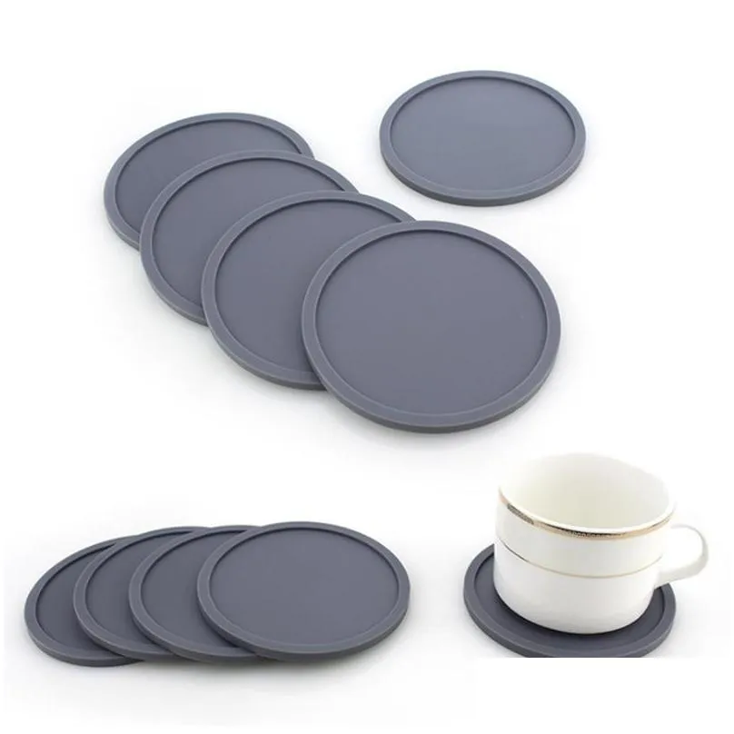 colored silicone round coaster coffee cup holder waterproof heat resistant cup mat thicken coffee coaster cushion placemat pad dbc