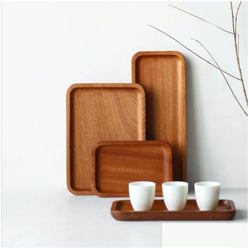 solid wood pallet rectangular storage trays household el dessert dinner tea food tableware serving tray home kitchen tools vt1675