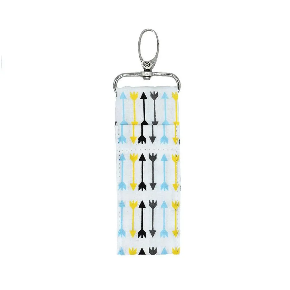 women lipstick holder chapstick holder cross ripple colorful arrow chapstick key chain lip balm ring pouch cotton keychain bag vt0790