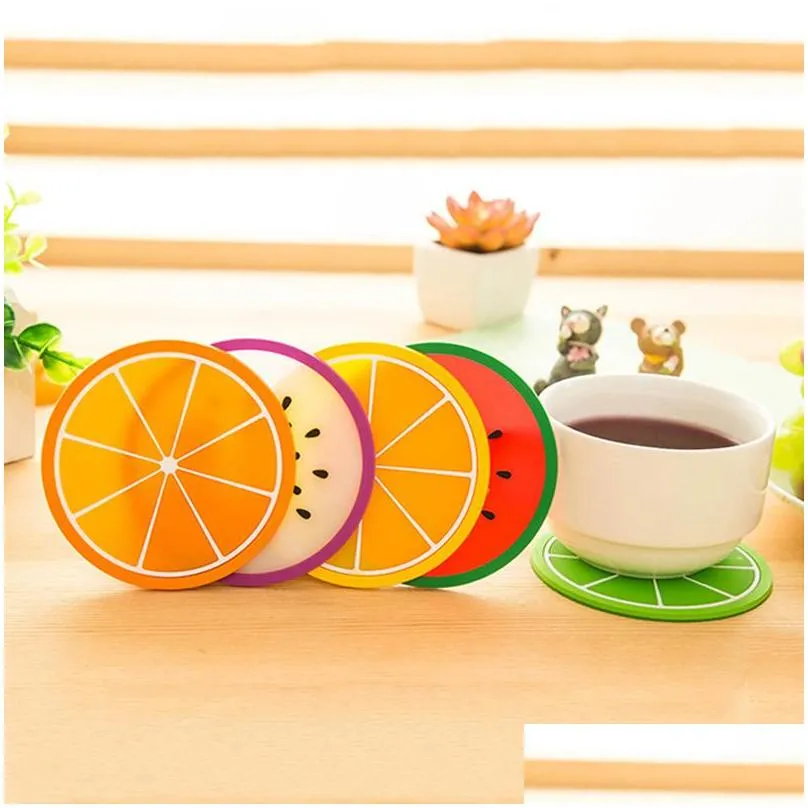  coaster fruit shape silicone cup pad slip insulation pad cup mat pad drink holder drinkware dbc vt0458