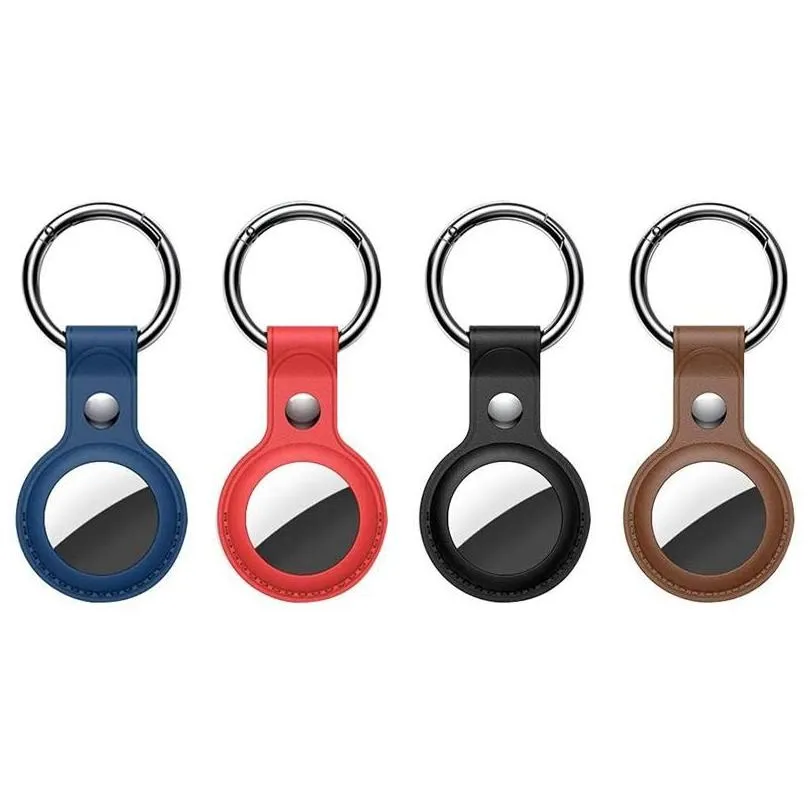 keychains 4pack protective holder for airtag case air tag leather with keychain accessories portable casekeychains