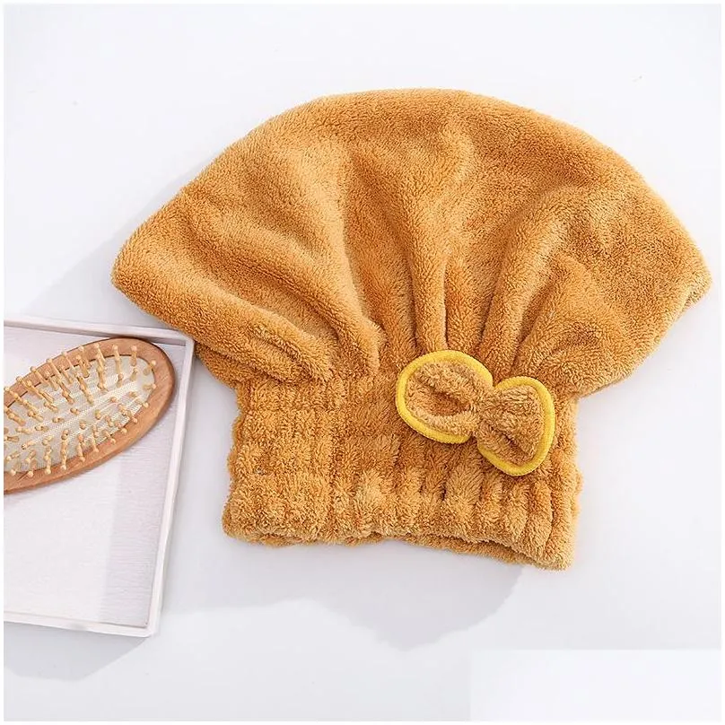 coral fleece bath hat magic hair dry drying turban wrap towel hat water absorption quick dry bath cap cute bow make up towel dbc