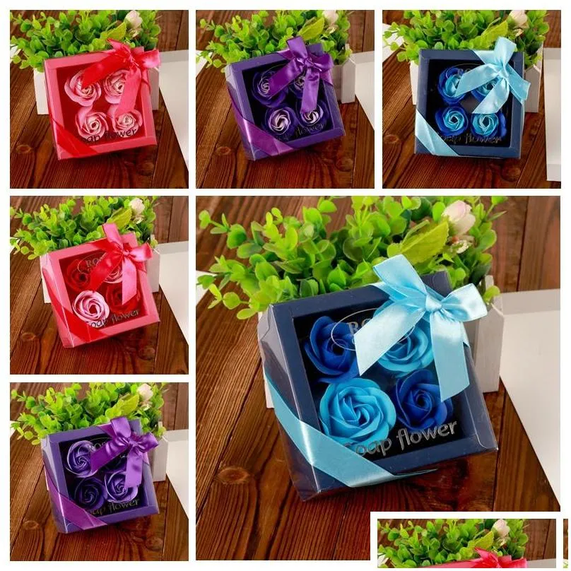 mothers day soap flower creative high grade box packed artificial roses romantic valentines day gift birthday wedding flowers dbc