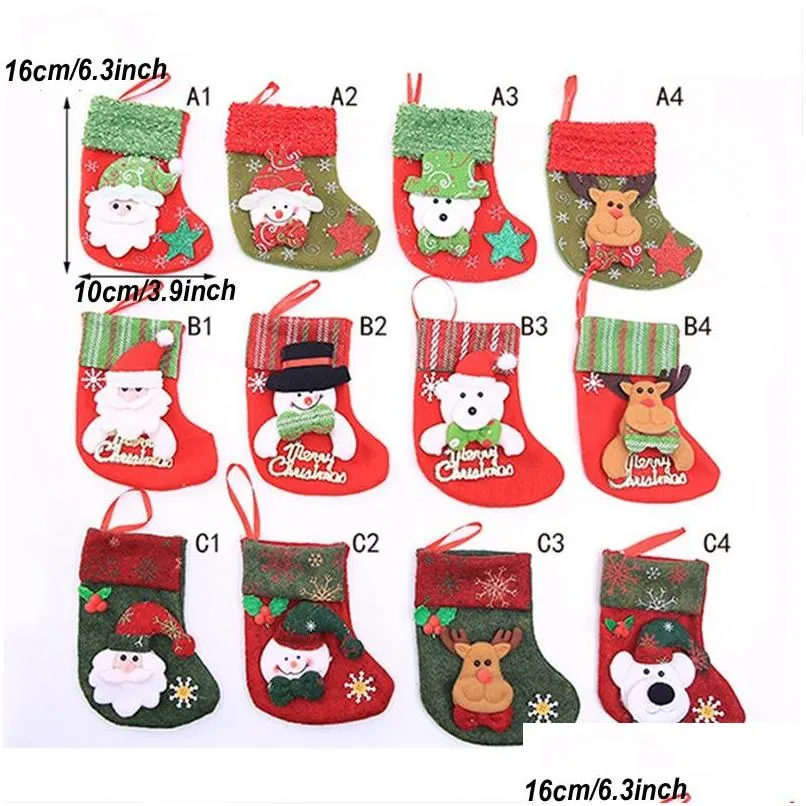 christmas sequins stocking hangers gift bag stocking snowman santa claus elk tree decoration socks xmas stockings dh0217