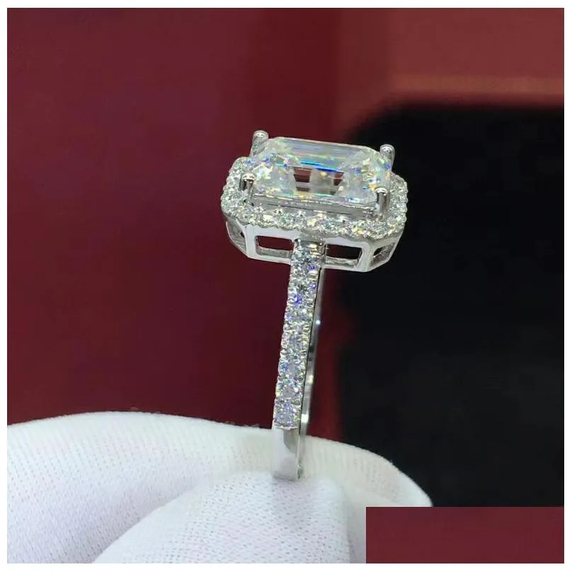 choucong brand stunning luxury jewelry 925 sterling silver princess cut white topaz cz diamond gemstones women wedding band ring