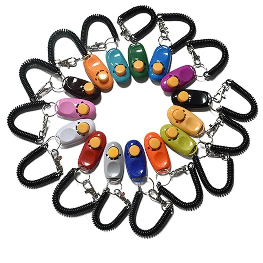 portable adjustable sound key chain and wrist strap training clicker multi color pet dog outdoor training clicker whistle dh0649 t03