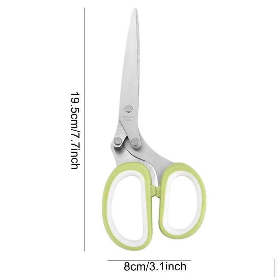 stainless steel 5 layers shallot scissors kitchen food herb shredded cut tools multilayer shallot shears office paper shredder dh1465