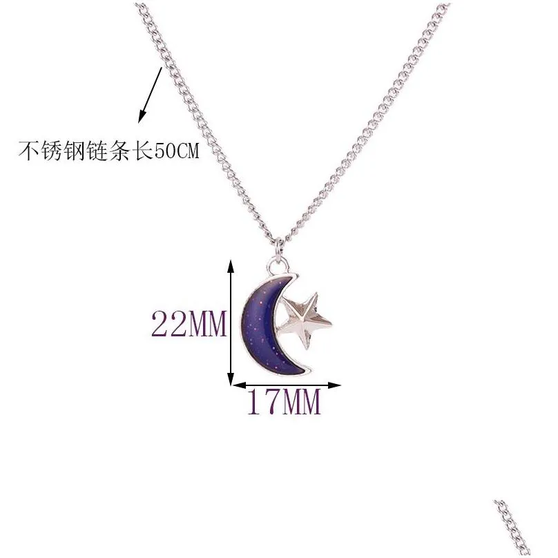 mood neckalce moon and stars change color pendant necklaces