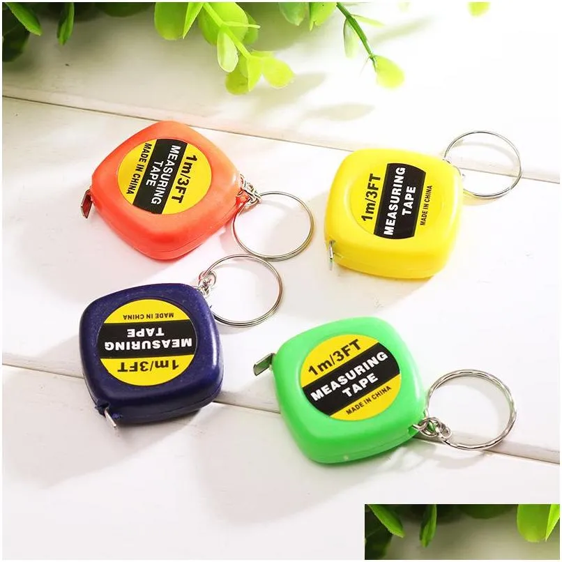 mini 1m tape measure with keychain small steel ruler portable pulling rulers retractable tape measures flexible gauging tools vt0321