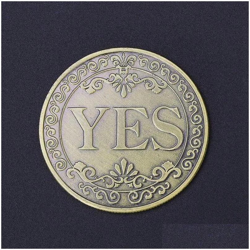 yes or no commemorative coin floral yes no letter coin classic metal magic tricks toys creative magic props show tool vt1962