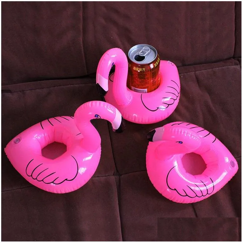 inflatable drink cup holder cartoon bottle holder floating lovely pool bath toy for beach party flamingos donut watermelon lemon