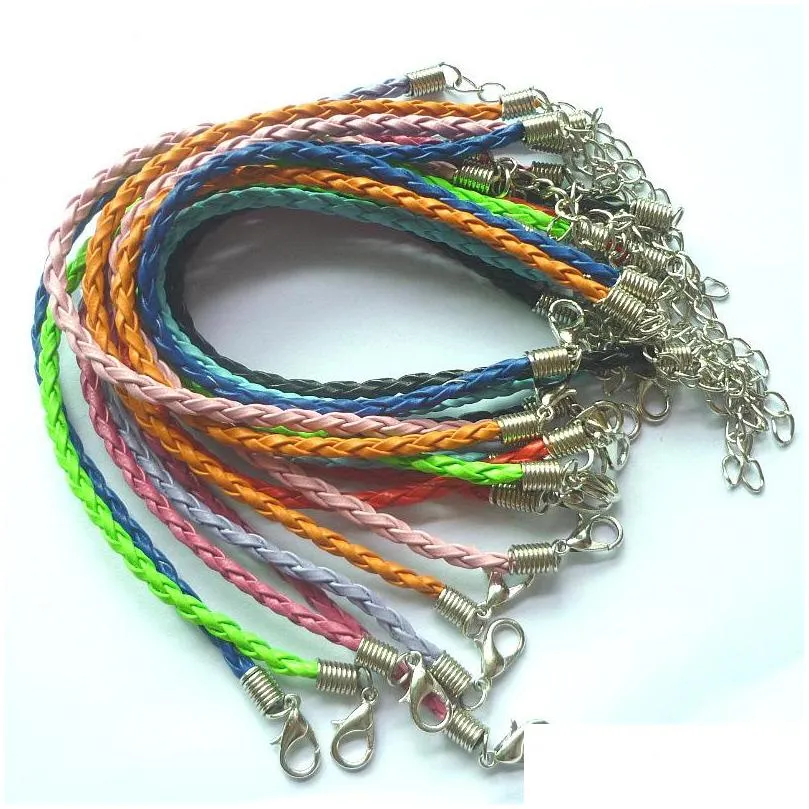 braided necklace rope multicolor artificial leather cords fit pendant 43add5cm