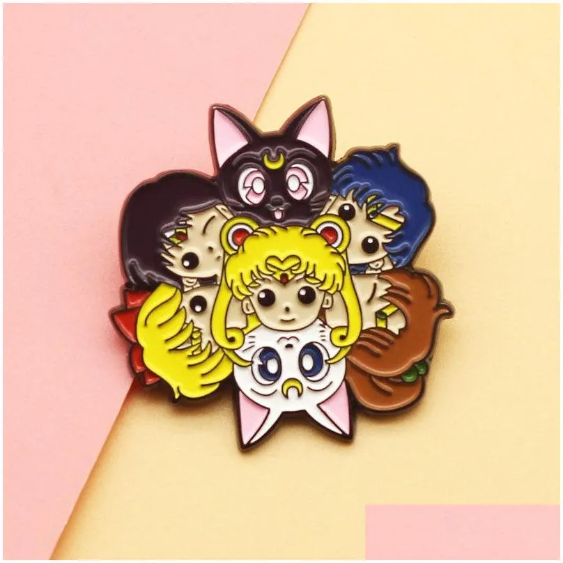 sailor moon spinning enamel pin cute anime badge for best friend brooch gift fashion jewelry