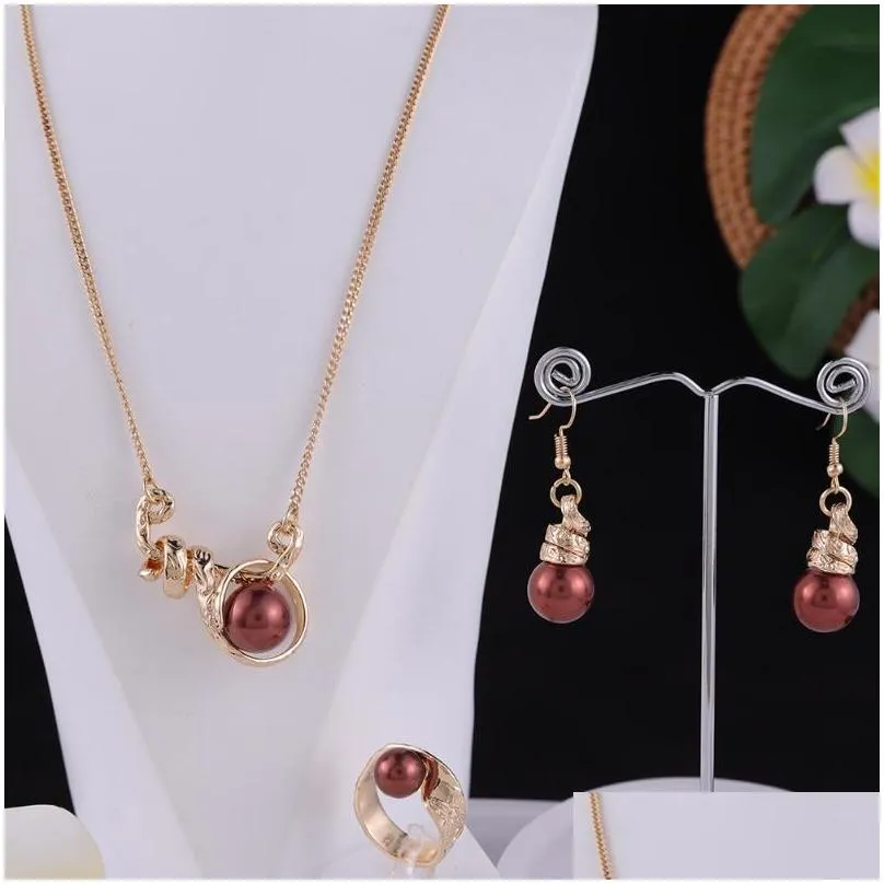 earrings necklace cring coco hawaiian jewelry sets trendy colorful pearl bulb earring wholesale samoa rings ring set for women