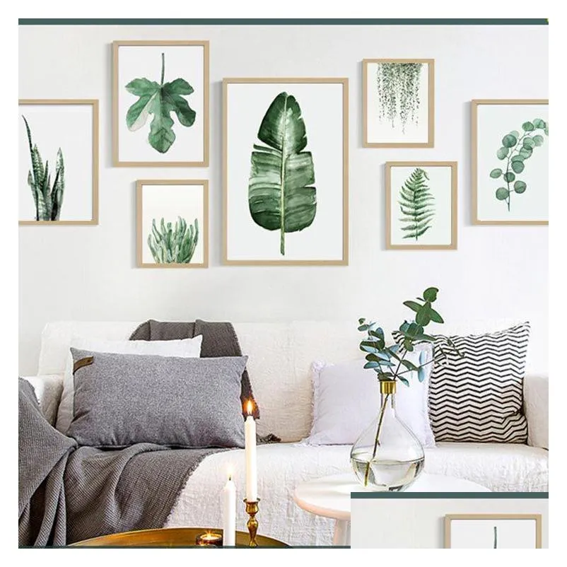 green plant digital painting modern decorated picture framed painting fashion art painted el sofa wall decoration draw dbc dh14961