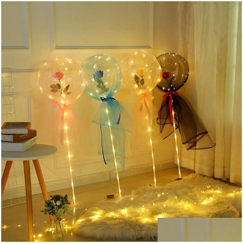 party decoration valentines day led rose ball luminous colorful bouquet balloon decorations lovers time gifts transparent ornaments