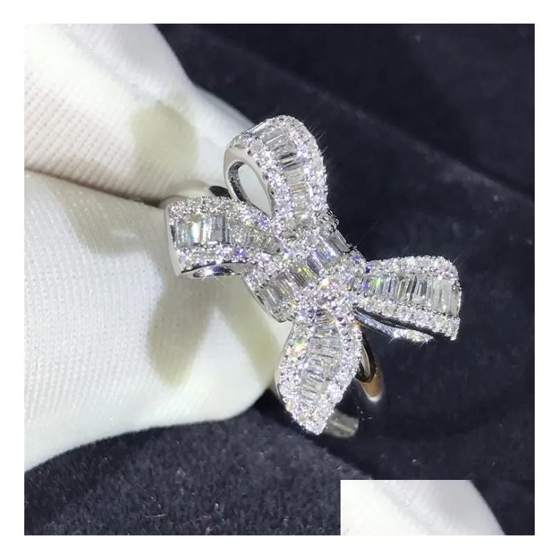 choucong arrival luxury jewelry 925 sterling silver t princess cut white topaz cz diamond party butterfly women wedding band ring