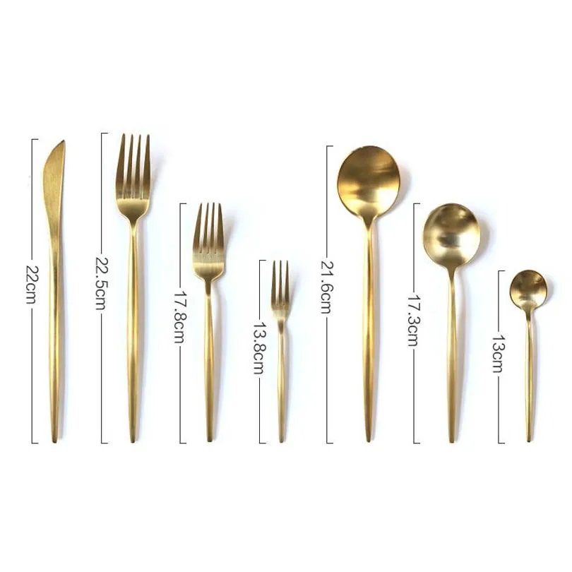 stainless steel tableware gold knife meal spoon fork chopsticks coffee spoon flatware exquisite western dinner dessert cutleries