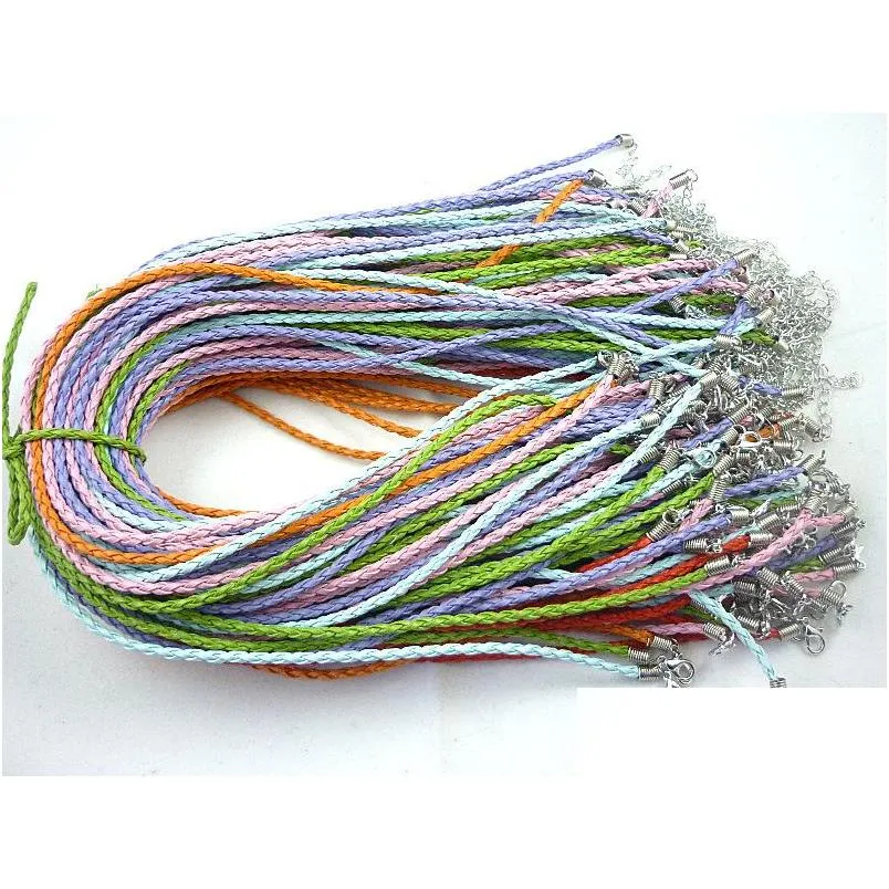 braided necklace rope multicolor artificial leather cords fit pendant 43add5cm