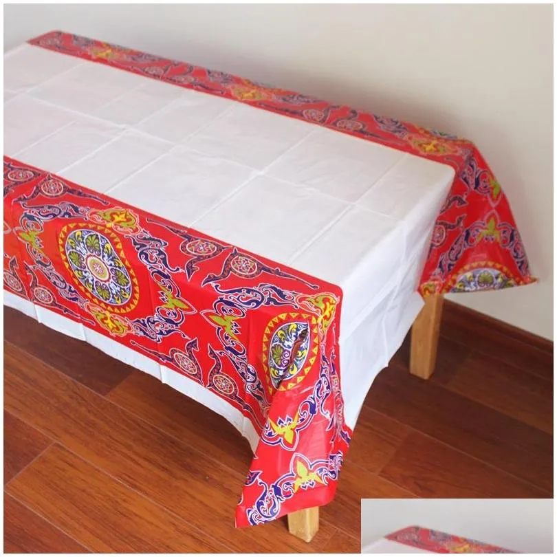 108x180cm disposable plastic tablecloth eid alfitr ramadan table cover waterproof table cloth for moslem islamism decoration dbc