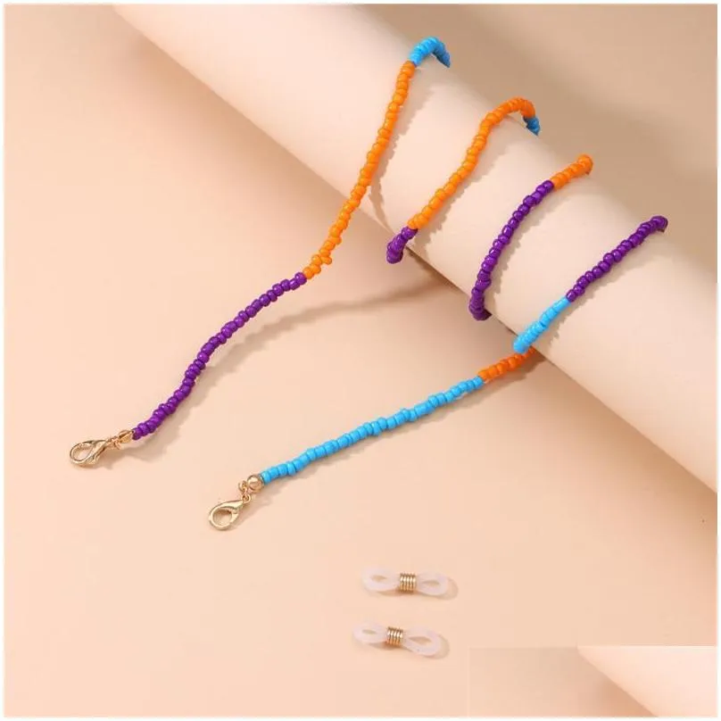 lureen antilost colored beads face mask lanyards for girls nonslip glasses chains cord sunglasses strap necklace jewelry