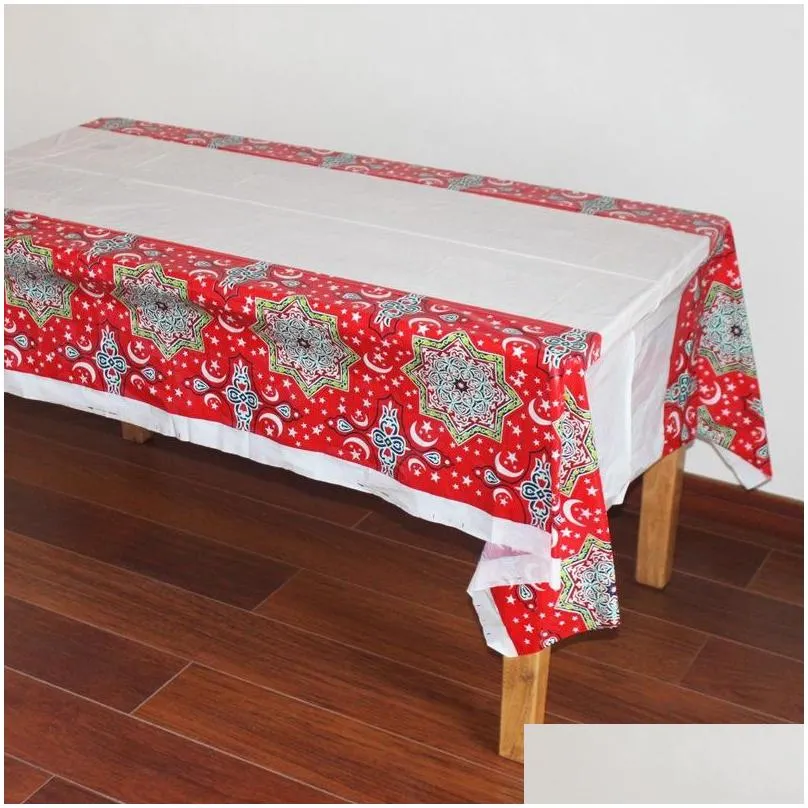 108x180cm disposable plastic tablecloth eid alfitr ramadan table cover waterproof table cloth for moslem islamism decoration dbc