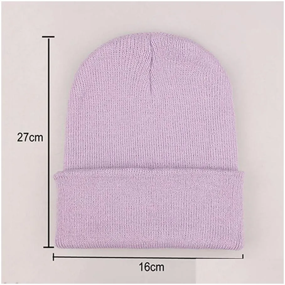 wholesale candy color beanie hat winter knitted woolen warm outdoor sports elastic decor hats slouchy beanie woolen caps dh0509 t03