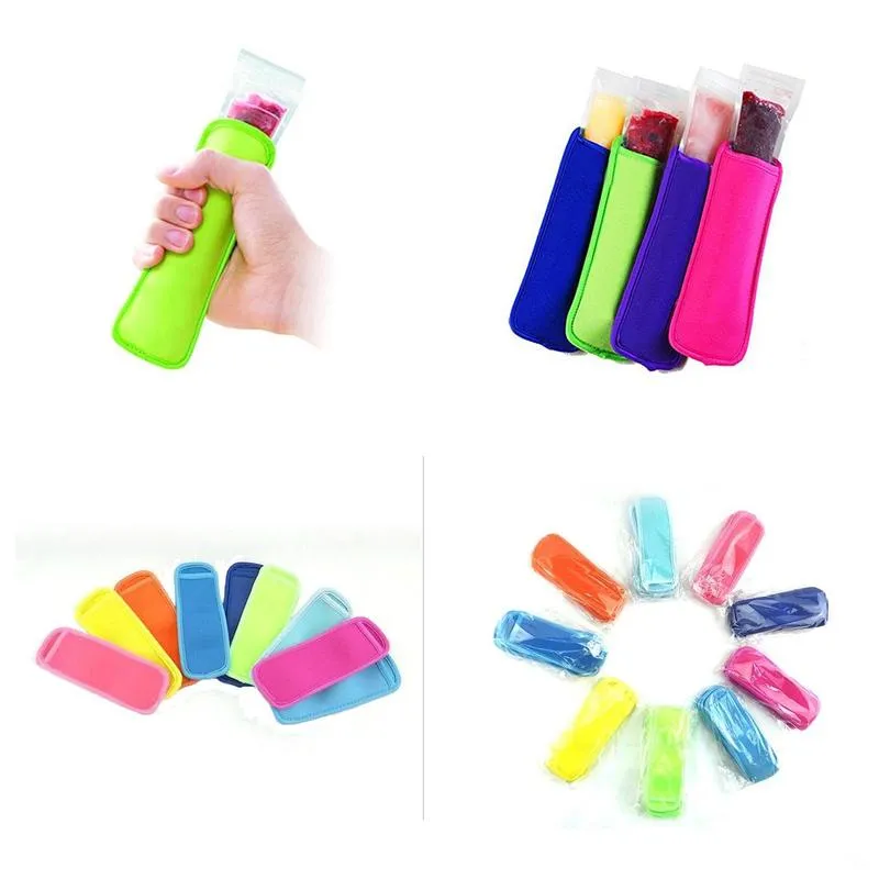 18x6cm popsicle holders  ice sleeves zer  holder neoprene waterproof popsicle sleeve for kid summer kitchen tools vt0410