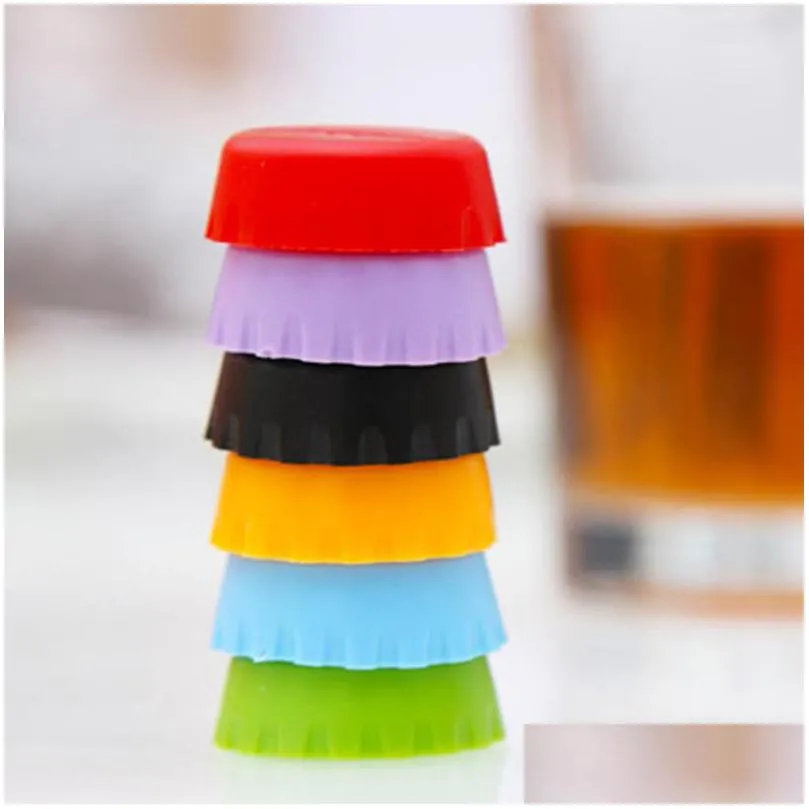 6pcs silicone drinkware lid silicone bottle cap tops wine beer caps saver beer bottle lids silica gel reusable stopper cover cap dbc