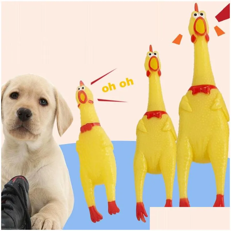 screaming chicken squeeze sound toy pets dog toys product shrilling decompression tool squeak vent chicken vt0105