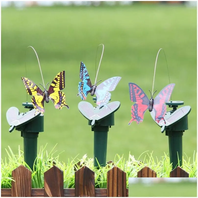solar power dancing flying butterflies beautiful creative fluttering vibration fly hummingbird flying birds garden yard decoration