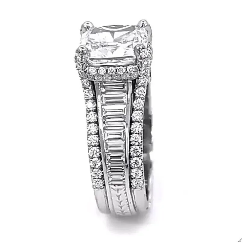 choucong unique wedding rings luxury jewelry 925 sterling silver cushion shape white topaz cz diamond gemstones eternity party women engagement band ring