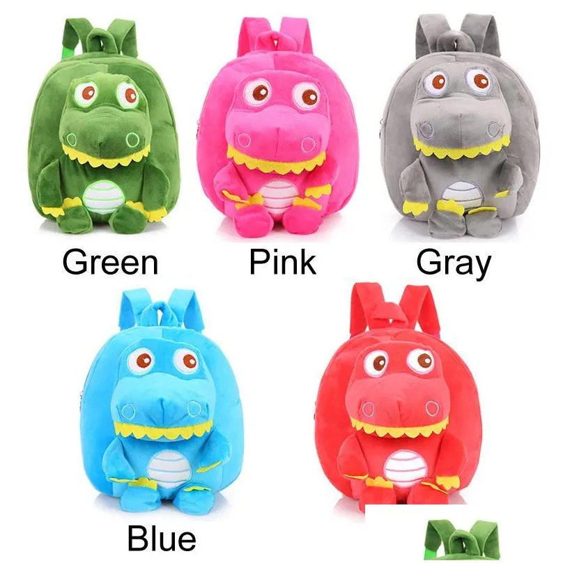 5 colors baby cute dinosaur plush backpack bags kids cartoon stuffed doll dinosaur backpack children kindergarten school bags dh1268