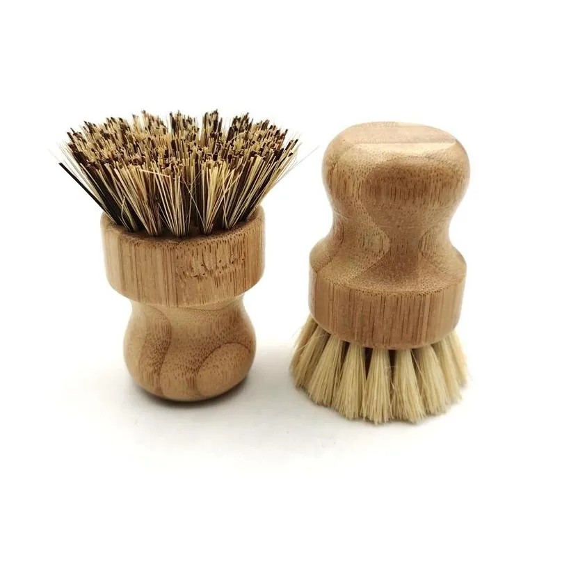 palm pot wash brush wooden round mini dish brush natural scrub brush durable scrubber short handle cleaning dishes kitchen kit