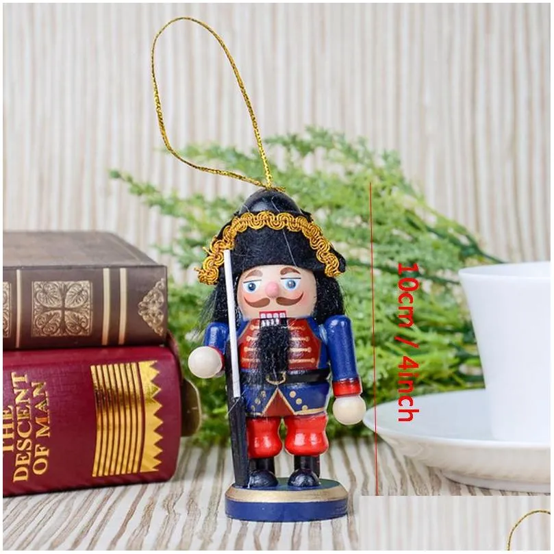 6pcs christmas nutcracker decoration 10cm wooden nutcracker soldier creative christmas gift pendant nutcracker puppet for child dbc