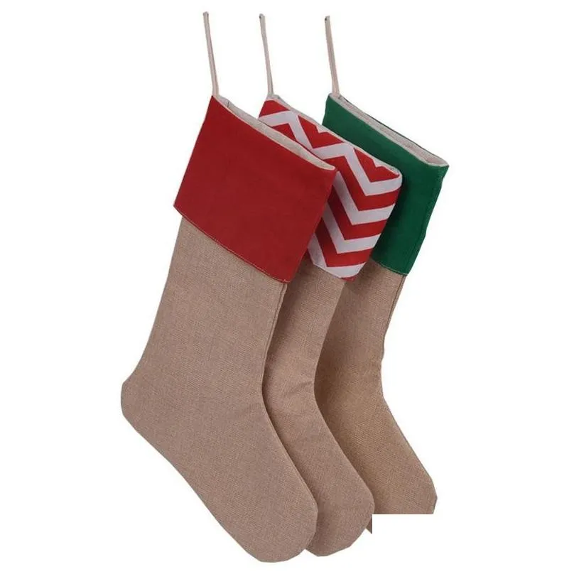 50pcs christmas decorations canvas socks stocking gift bag stocking 30x45cm christmas tree decoration socks xmas stockings 7styles