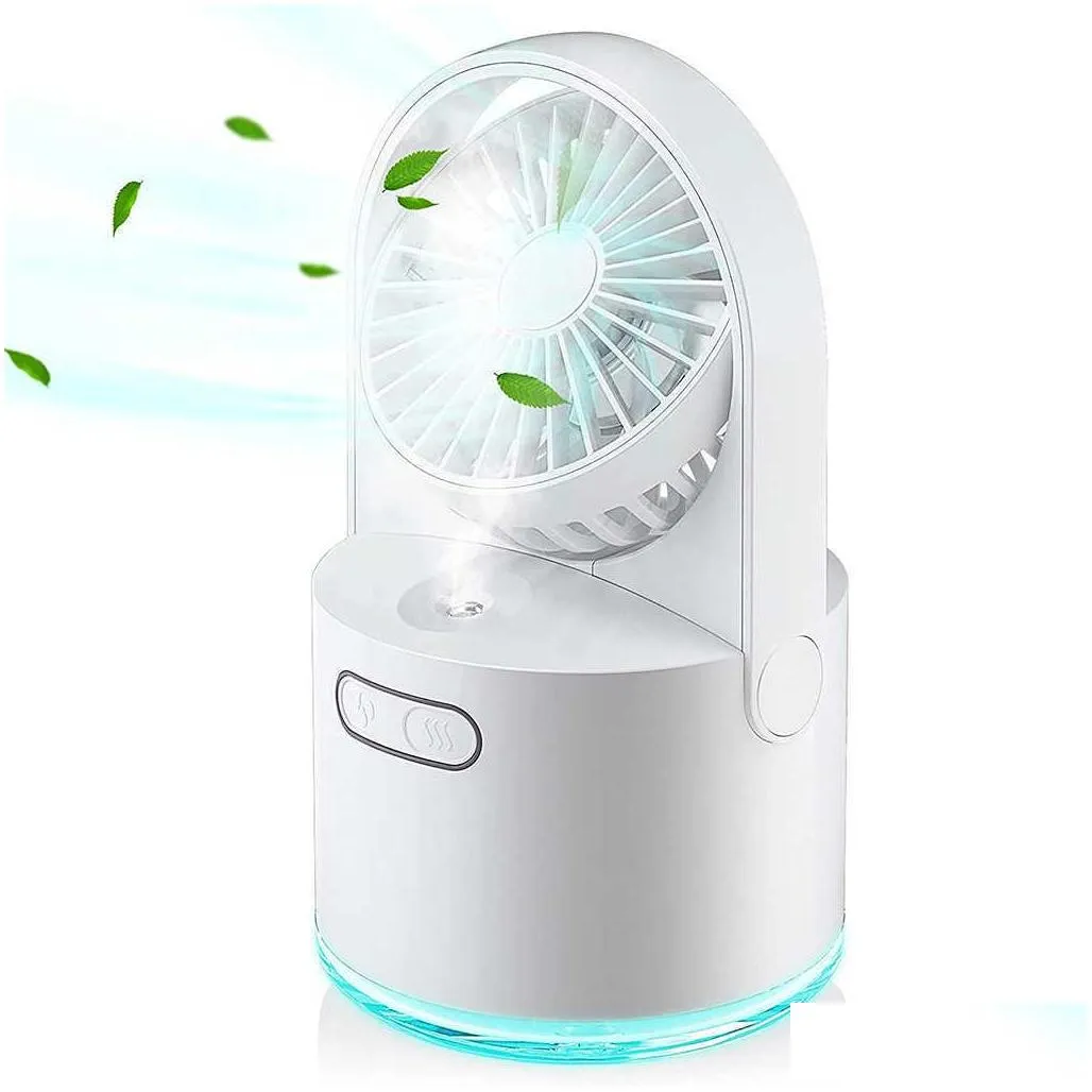 two in one humidifier fan usb rechargeable desktop air cooler personal adjustable cooling fan with night light water mist